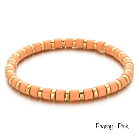 Enamel Beaded Charm Bar Bracelets