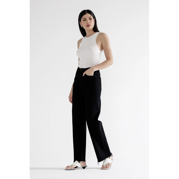 High Rise Slim Wide with Raw Hem
