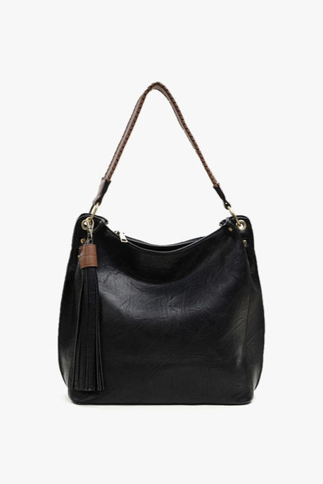 Amber Three Compartment Tassel Hobo Bag