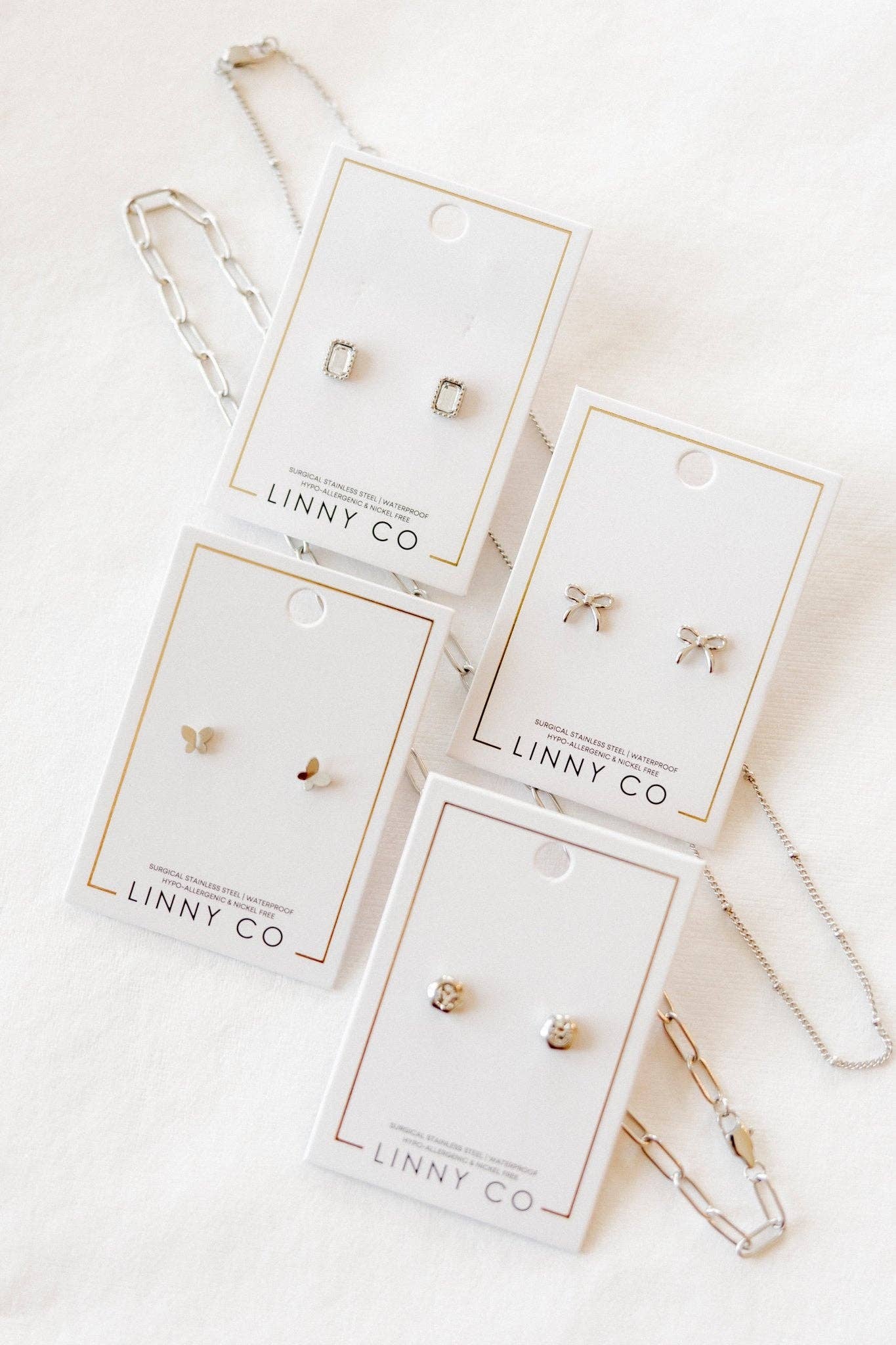 Screwback Stud Earrings - Sadie Bow Silver