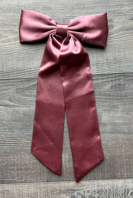 Long Satin Hair Bow with Alligator Clip
