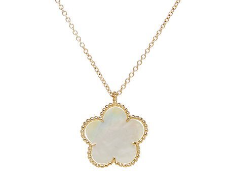 Mother of Pearl Flower 16" Necklace Gold