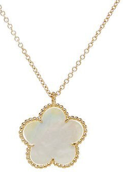 Mother of Pearl Flower 16" Necklace Gold