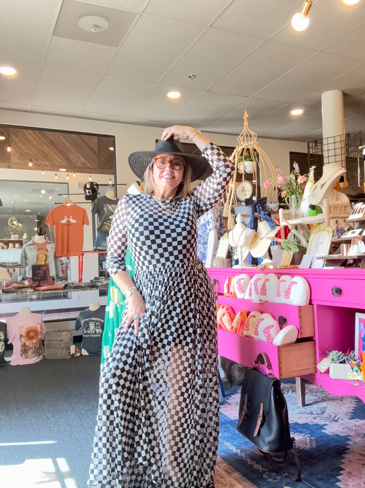 Wildflowers Wild & Free Checked Mesh Dress