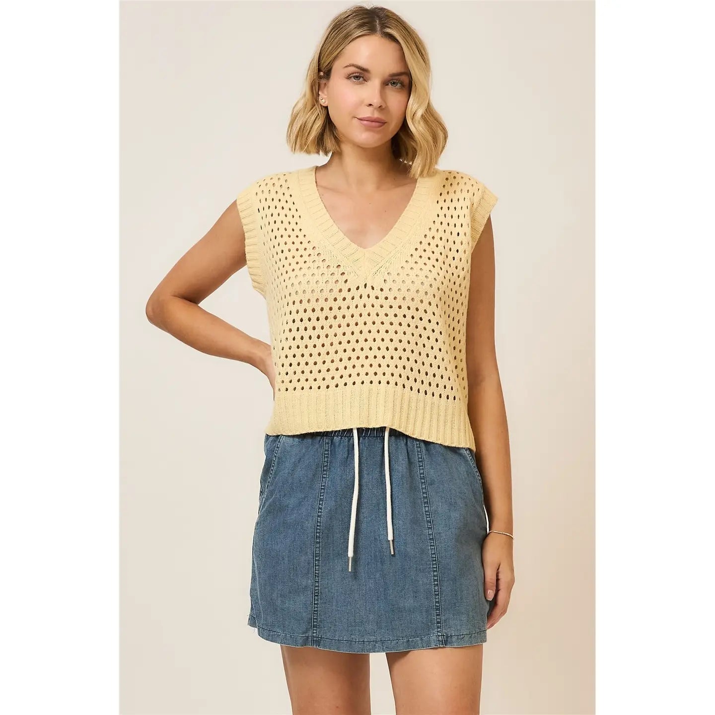 Open Knit Sweater Vest