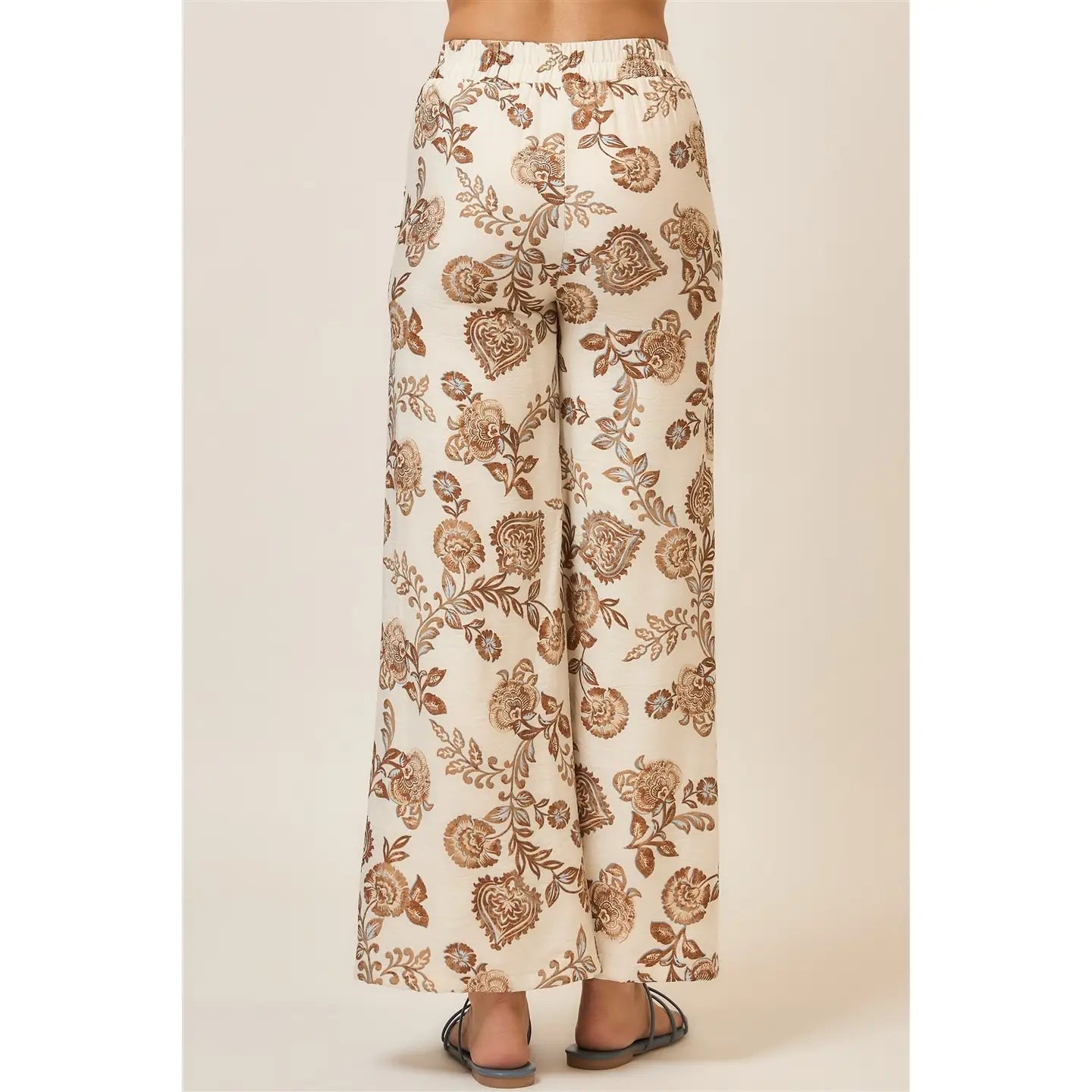 Floral Print Wide Leg Pants