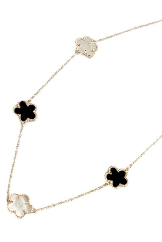 16" GLD NECK W/BLK & MOP FLOWERS