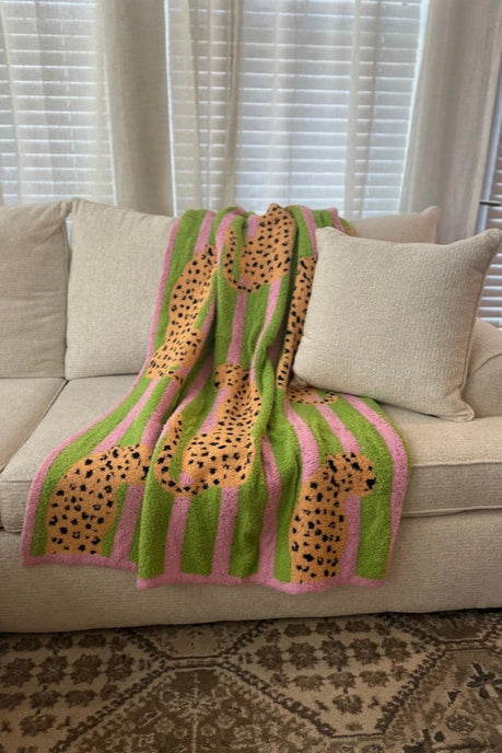 Jungle Wild Blanket - Pink/ Green