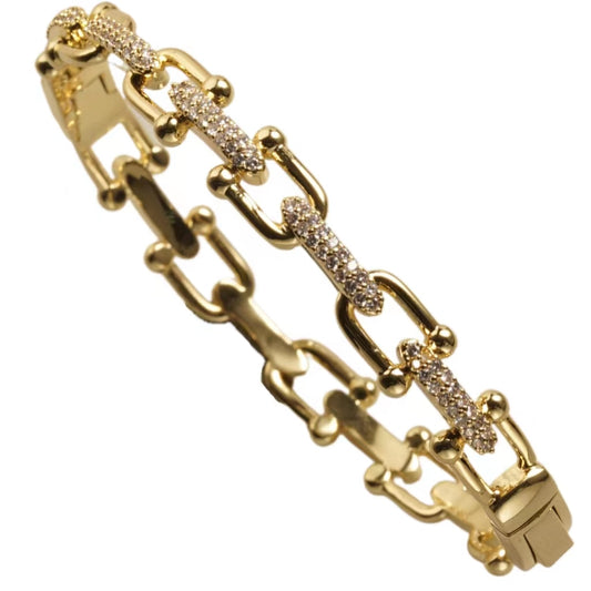 Horseshoe Link CZ Bracelet