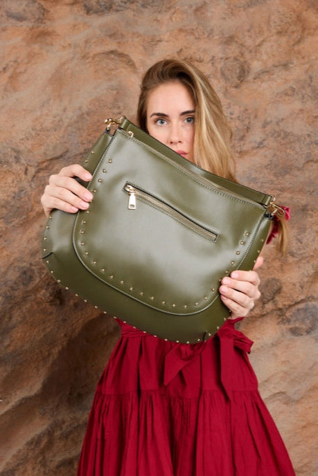 Aurelia Studded Hobo w/ Crossbody Strap
