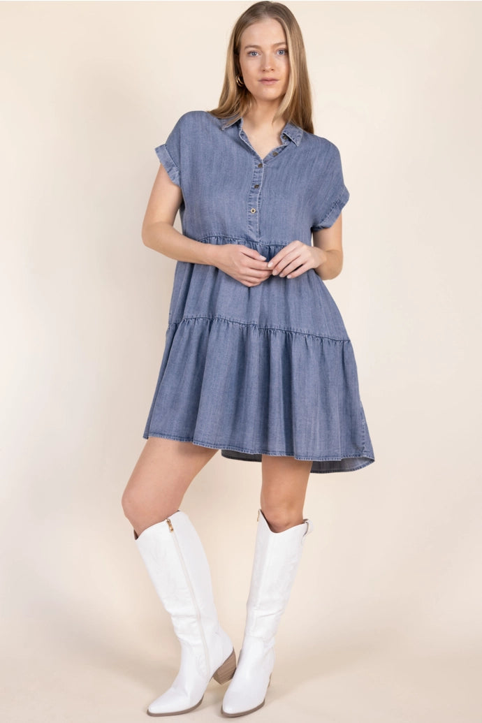 Tencel Tiered Mini Dress