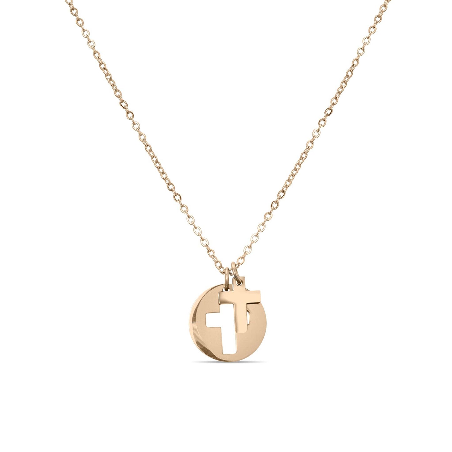 Cutout 2 Piece Cross Necklace