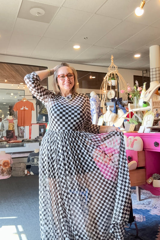 Wildflowers Wild & Free Checked Mesh Dress