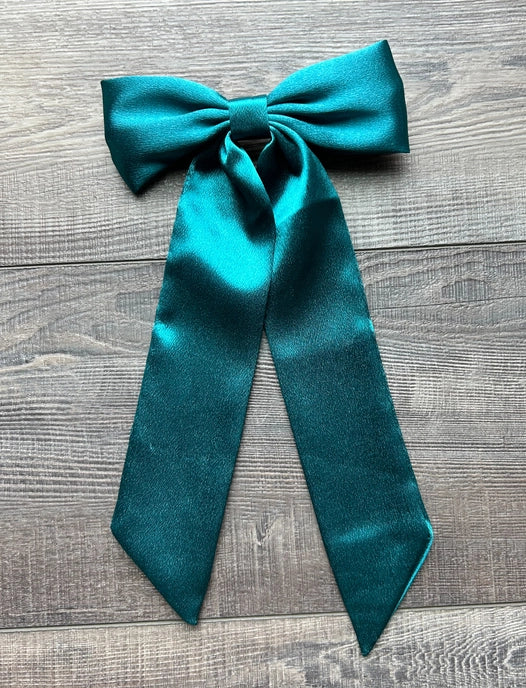 Long Satin Hair Bow with Alligator Clip