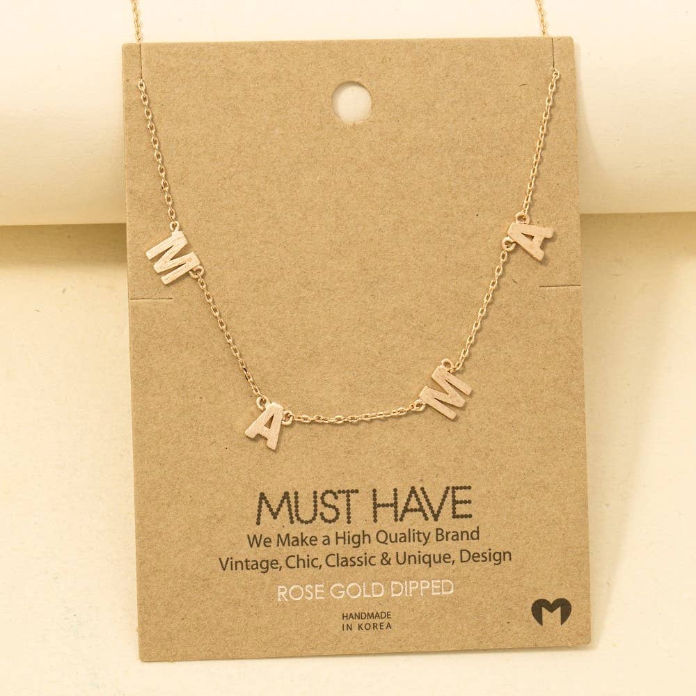 Gold Dipped Mama Station Charm Necklace