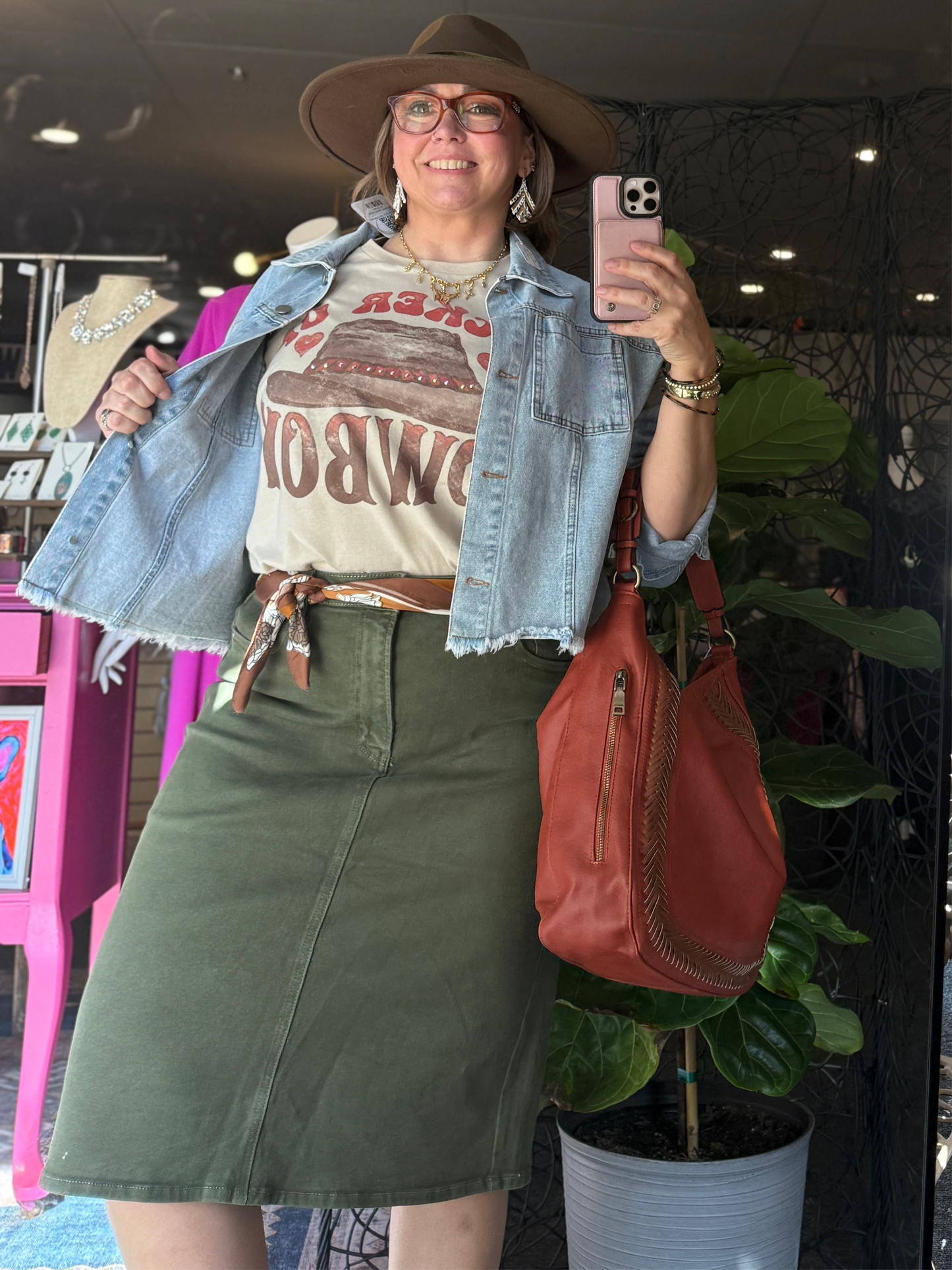 Dolly Olive Denim Skirt