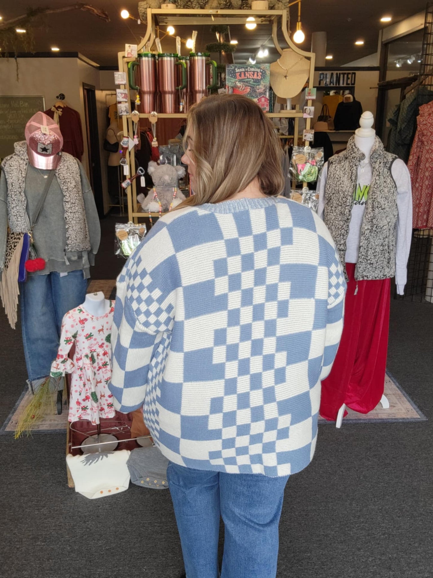 Flora Oversized Checkered Cardigan/Sweater