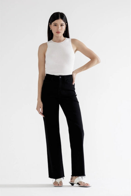 High Rise Slim Wide with Raw Hem