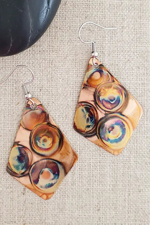 Flame Paint Copper Kite Earrings