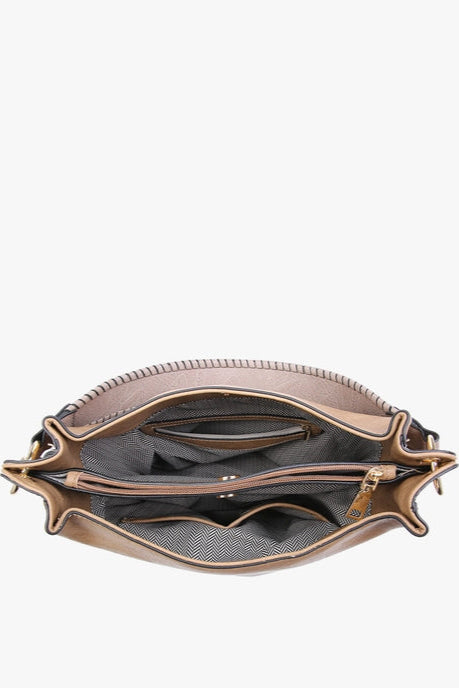 Amber Three Compartment Tassel Hobo Bag