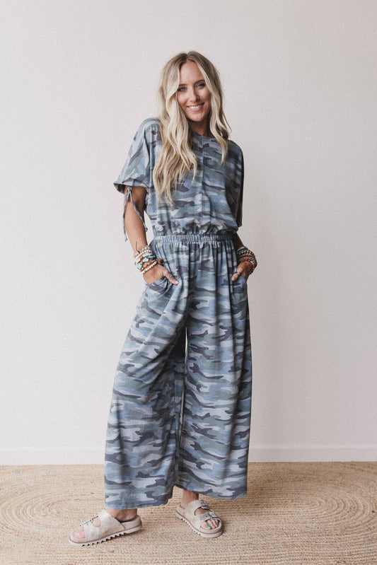 Carolina Comfy Wide Leg Jumpsuit - Camo