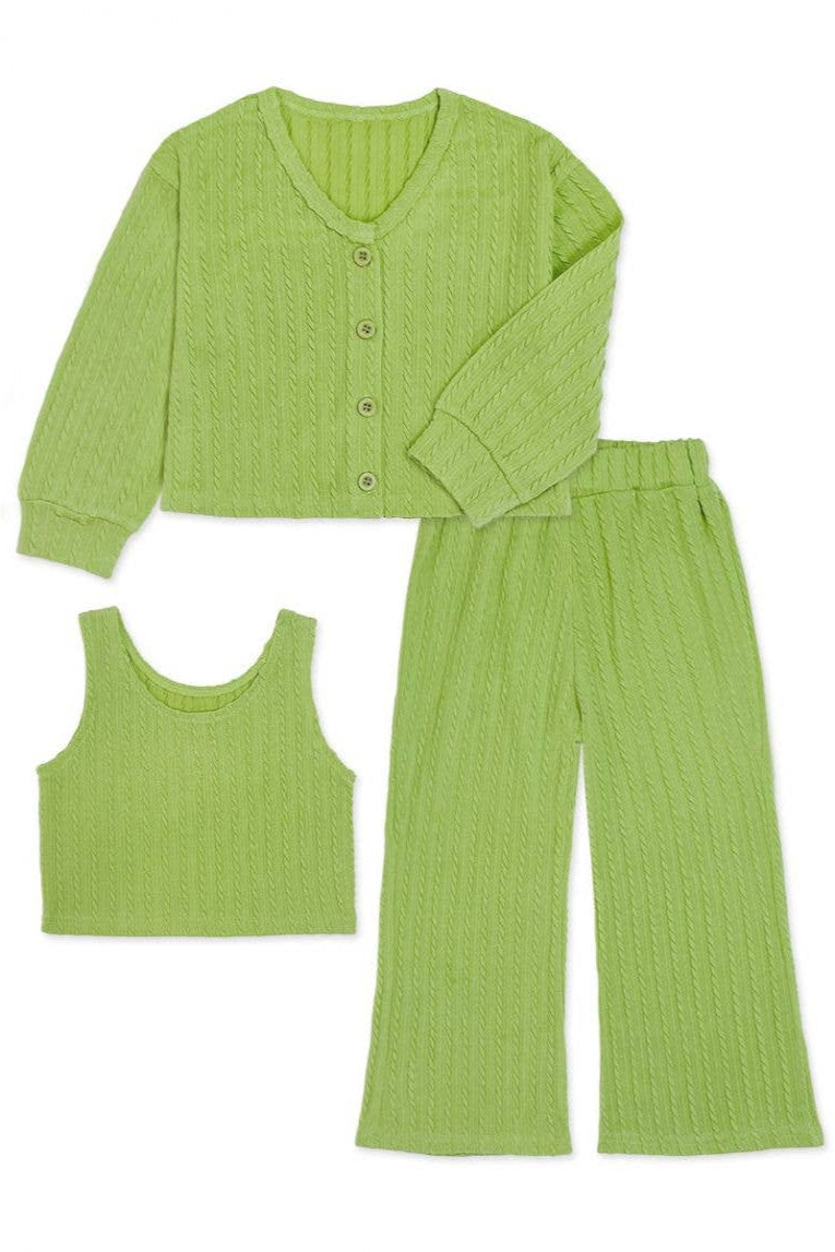 Girls Ribbed 3 Piece Set w/ Flare Leg