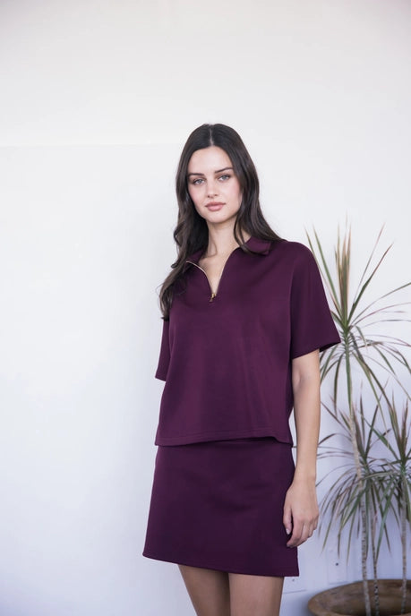 Millie Short Sleeve Zip Up Top