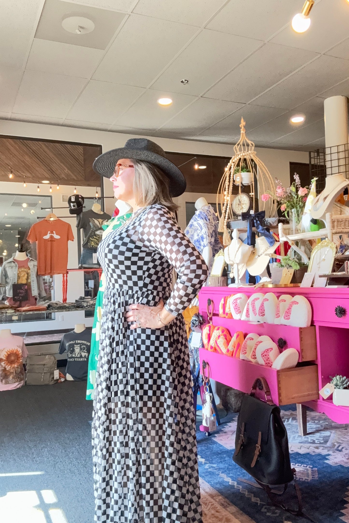 Wildflowers Wild & Free Checked Mesh Dress