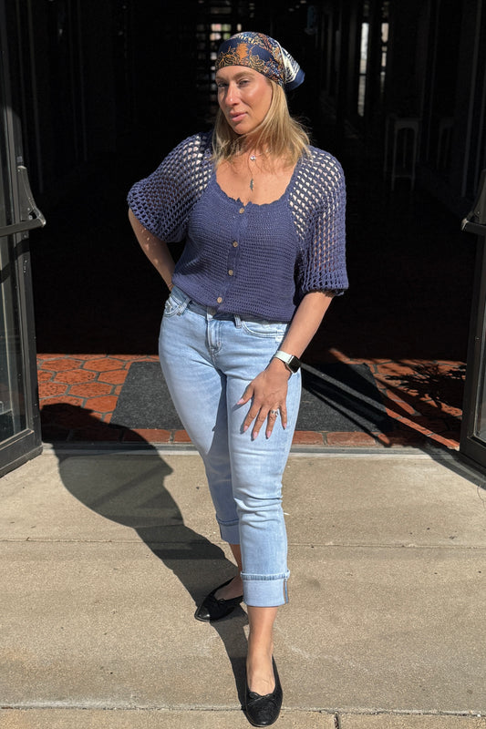 Mid Rise Cuffed Straight Leg