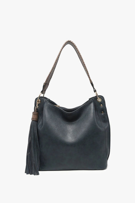 Amber Three Compartment Tassel Hobo Bag