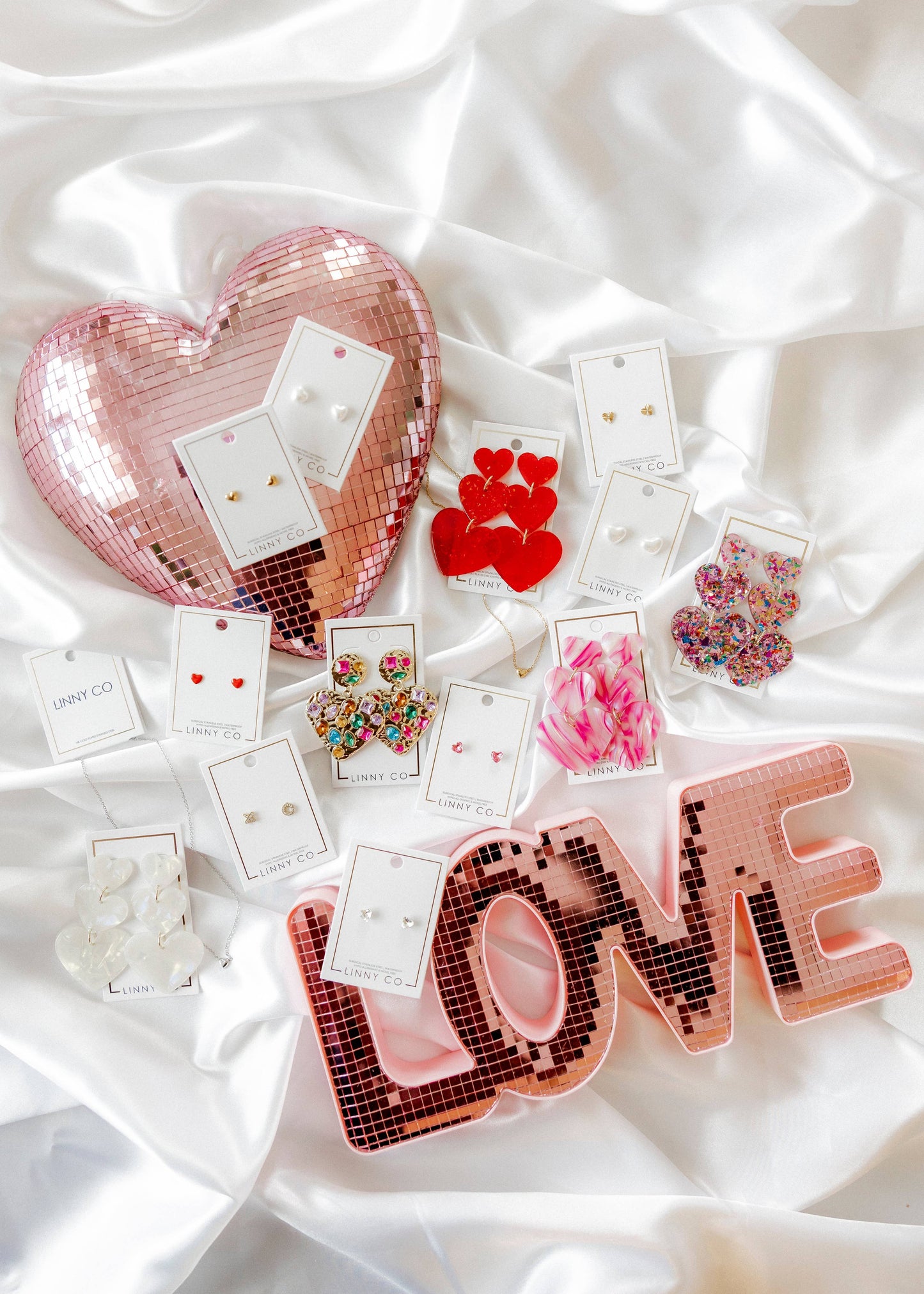 Screwback Stud Earrings Lux - Candy Heart - Hot Pink