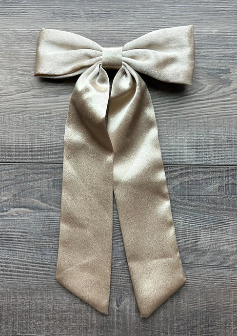 Long Satin Hair Bow with Alligator Clip