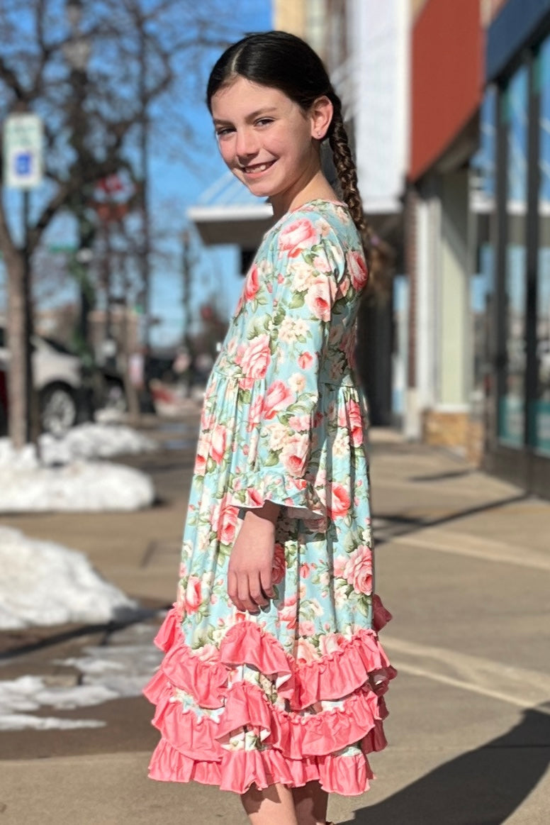 Antique Rose Maxi Girls Dress