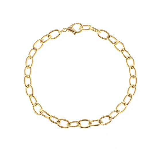 Cable Link 18k Gold Plated Charm Bar Bracelets