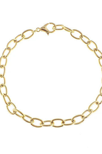 Cable Link 18k Gold Plated Charm Bar Bracelets