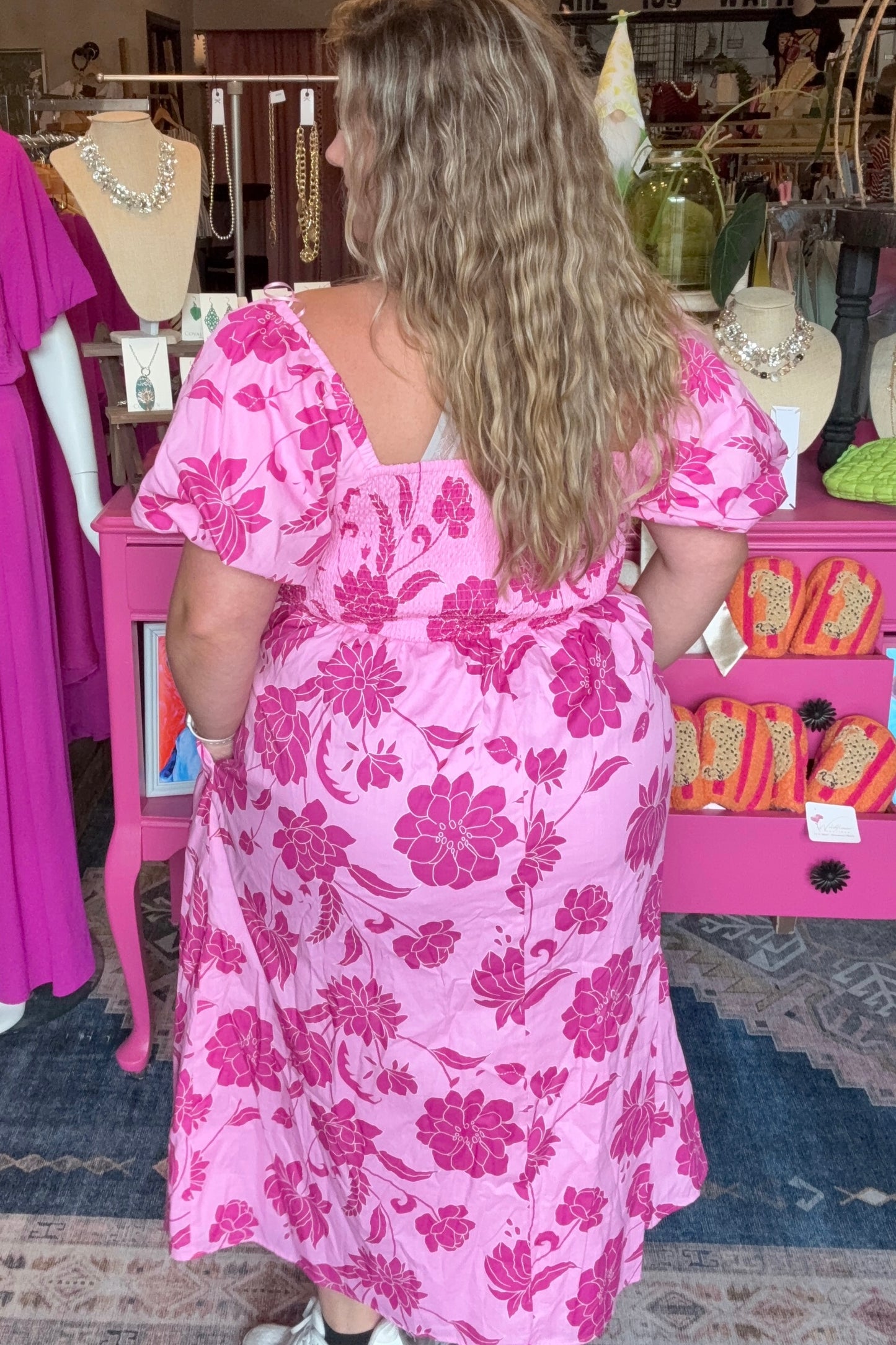 Dovina Floral Maray Smocked Midi Dress