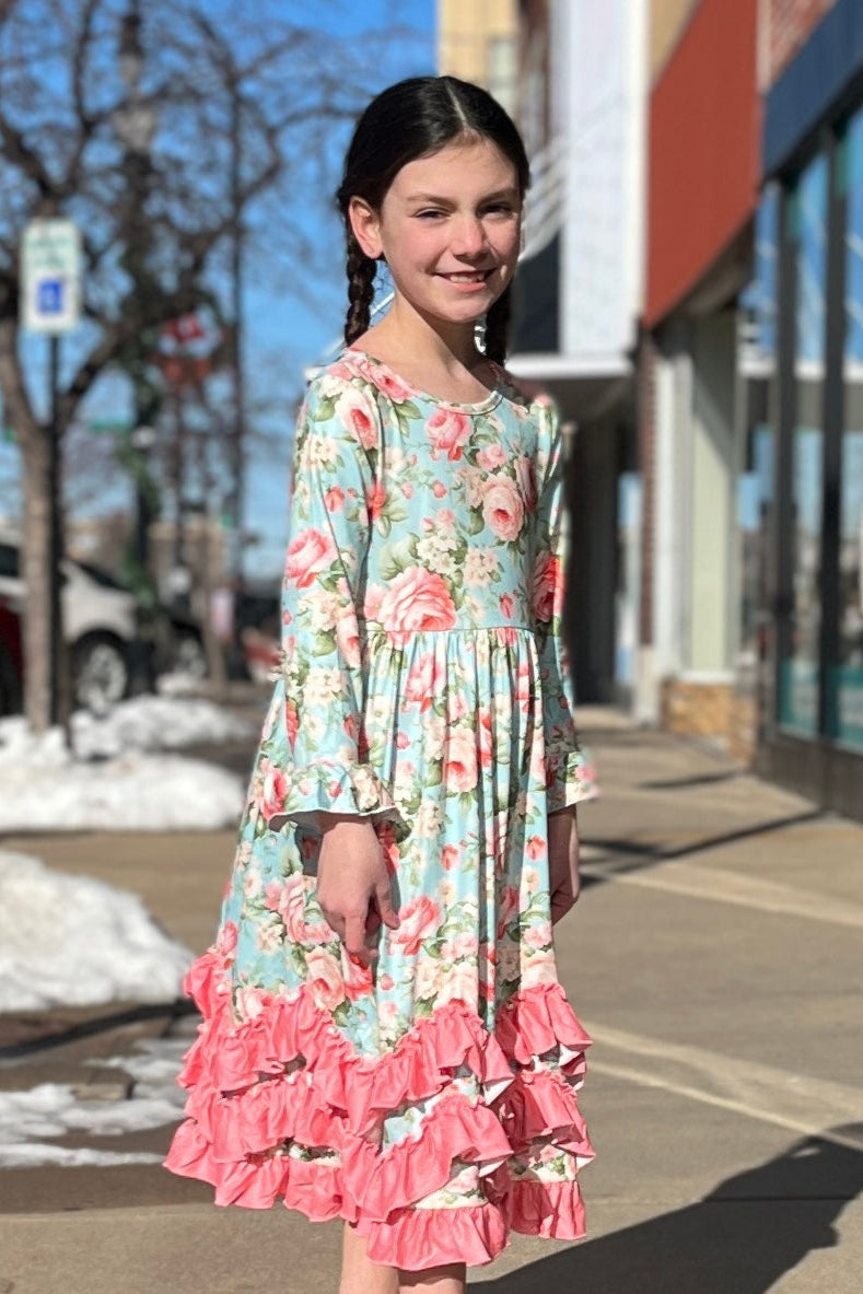 Antique Rose Maxi Girls Dress
