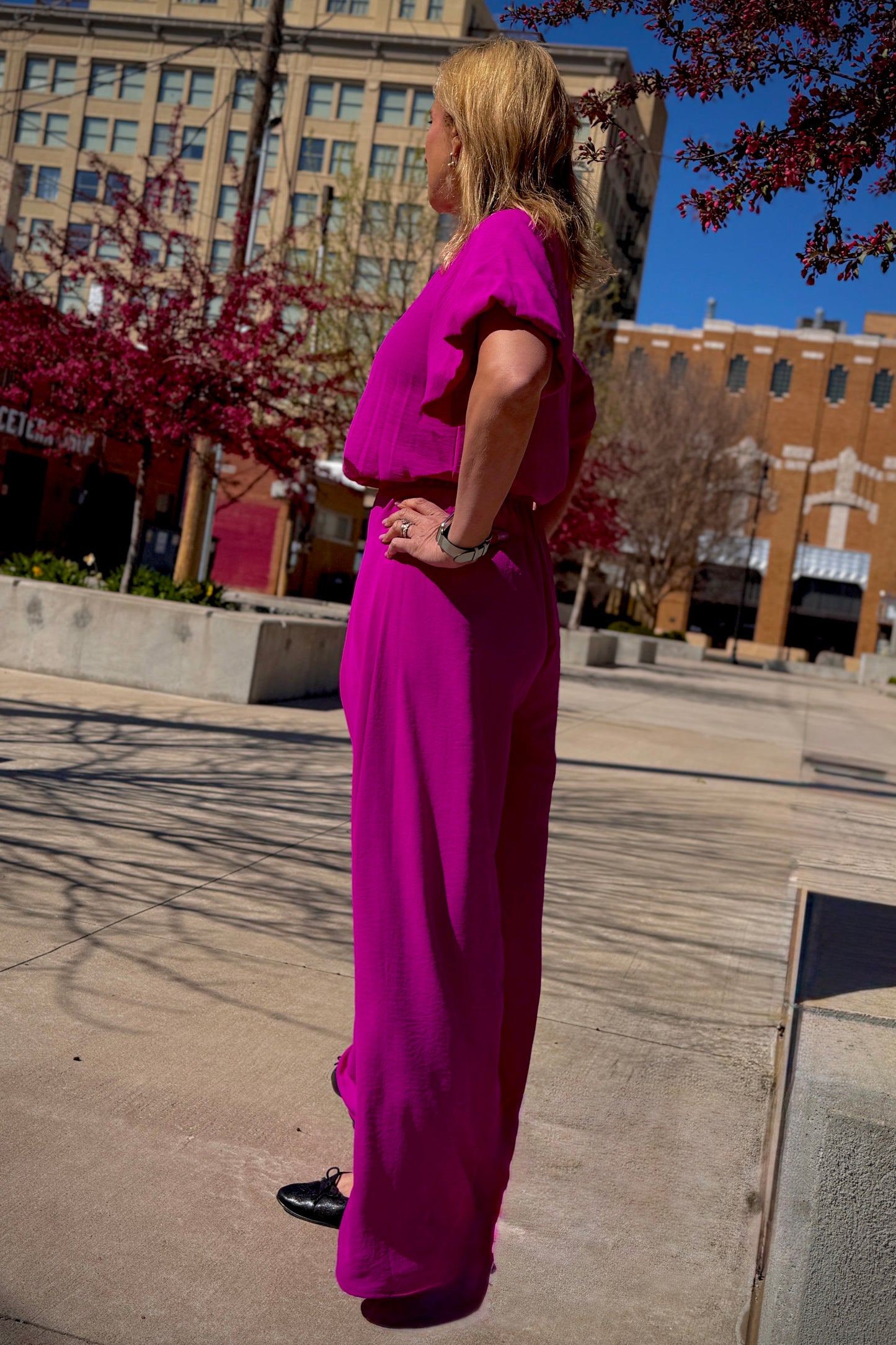 Matte Crepe Pleated Wide Leg Pants