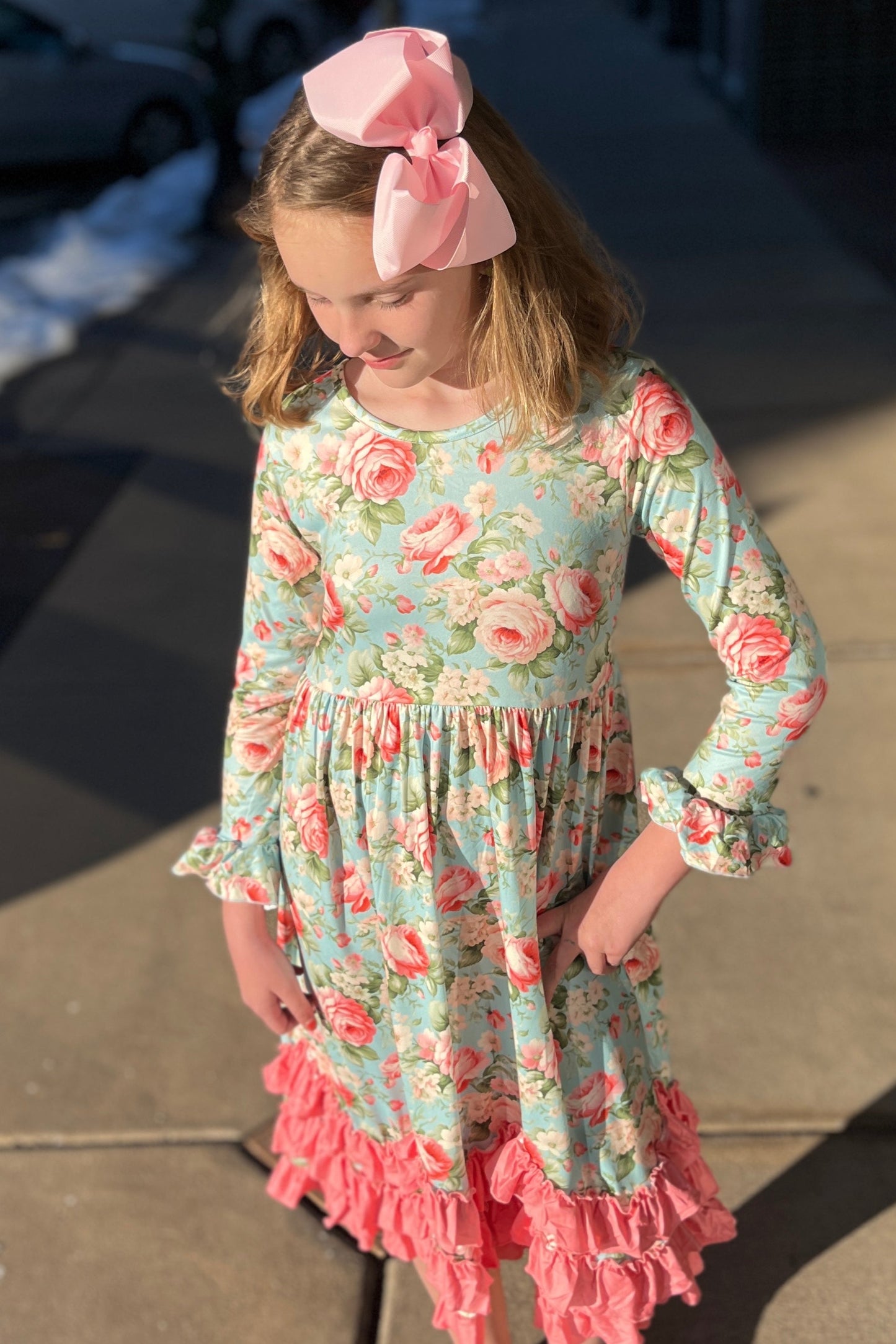 Antique Rose Maxi Girls Dress
