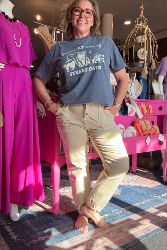 High Rise Jogger in Almond