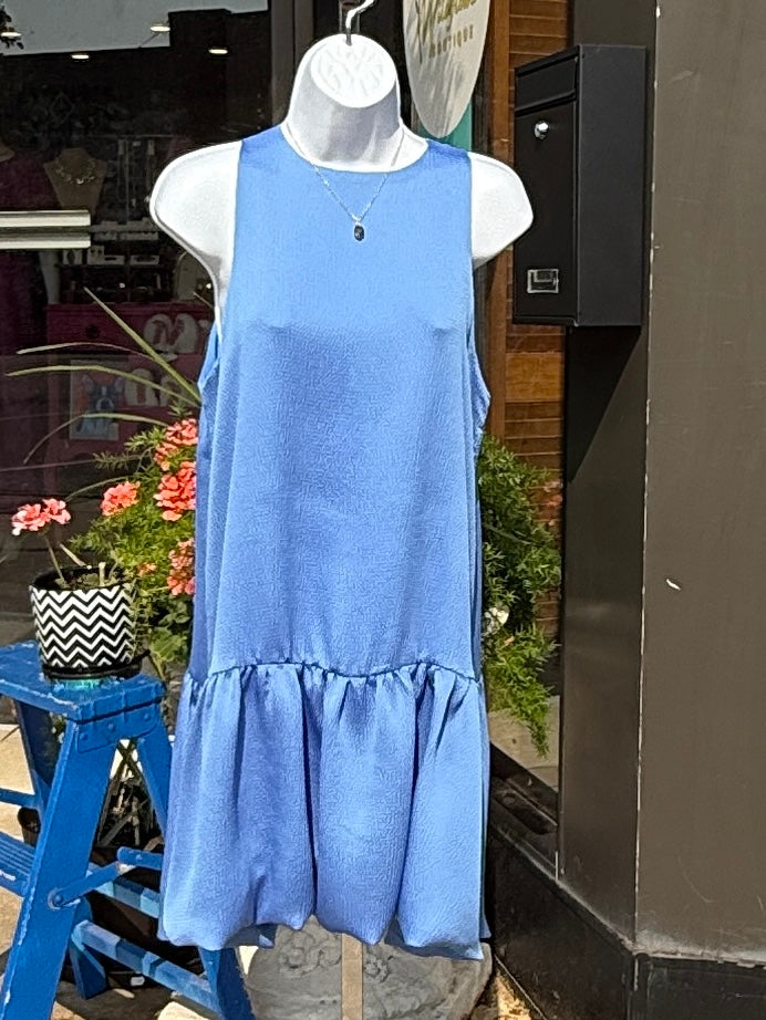 Textured Satin Bubble Hem Dress