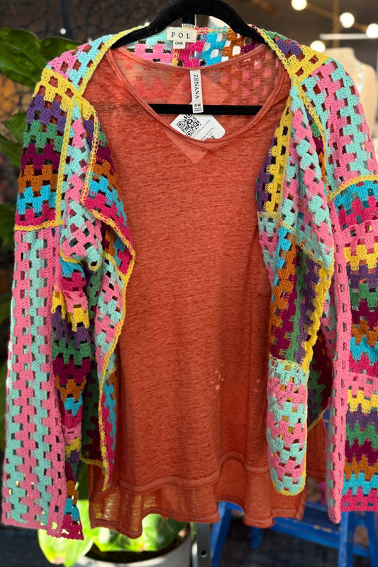 Oversized Melange Burnout Tee