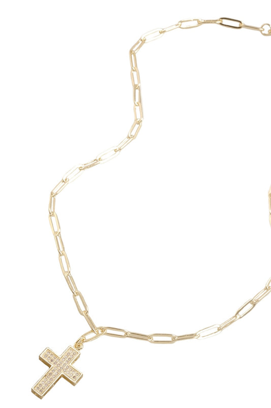 Paper Clip w/ Pave Cross