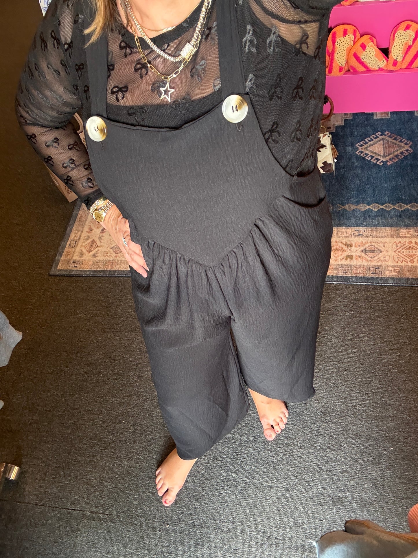 Stay Calm Black Jumpsuit