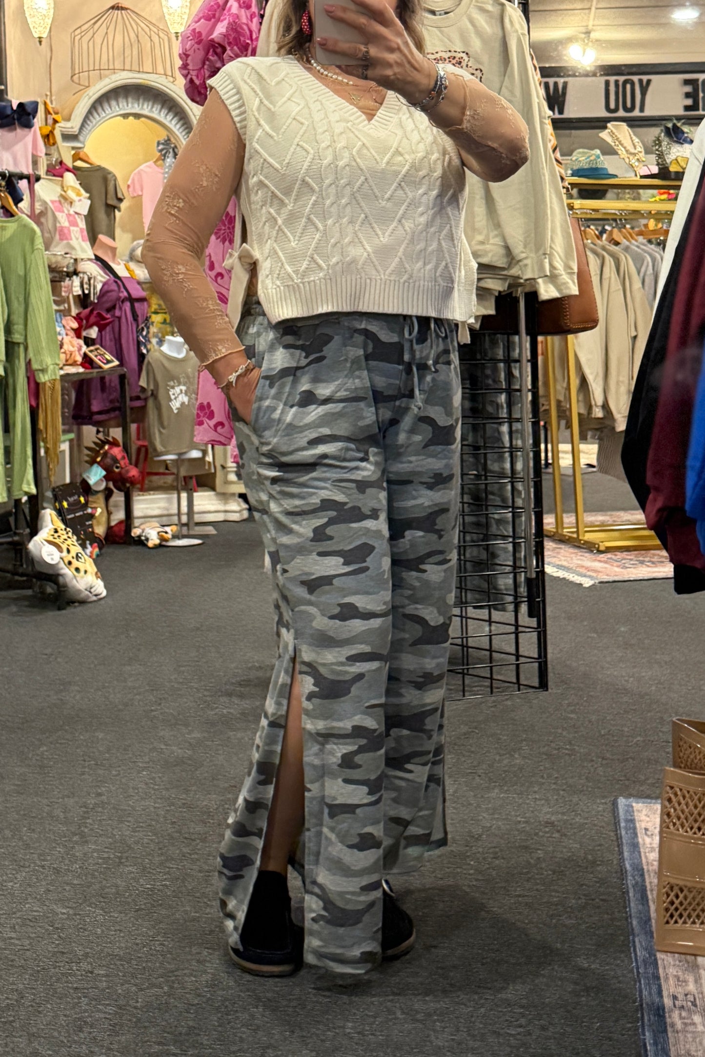 Casual Wanderer Wide Leg Slit Pants