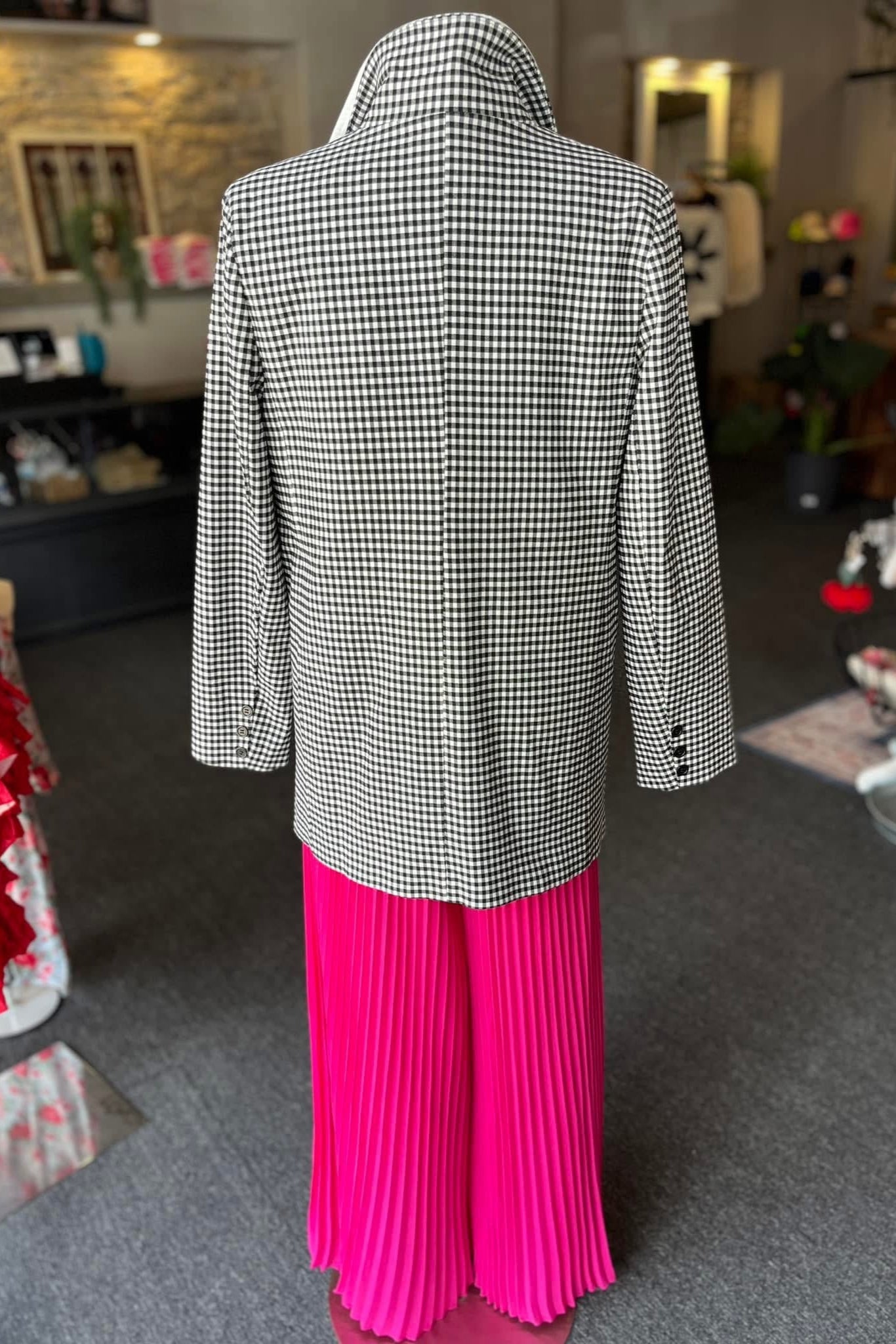 Checked Out Black & White Gingham Blazer