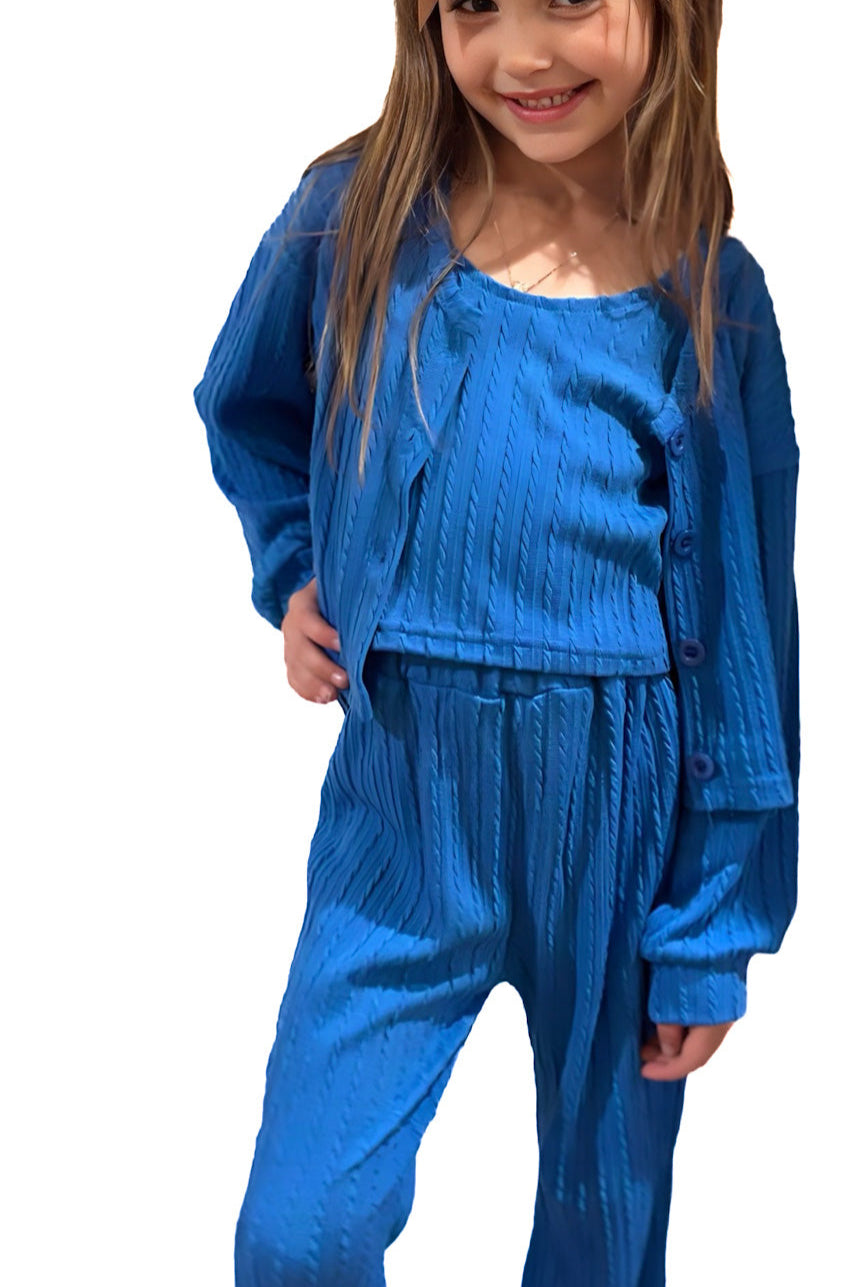 Girls Ribbed 3 Piece Set w/ Flare Leg