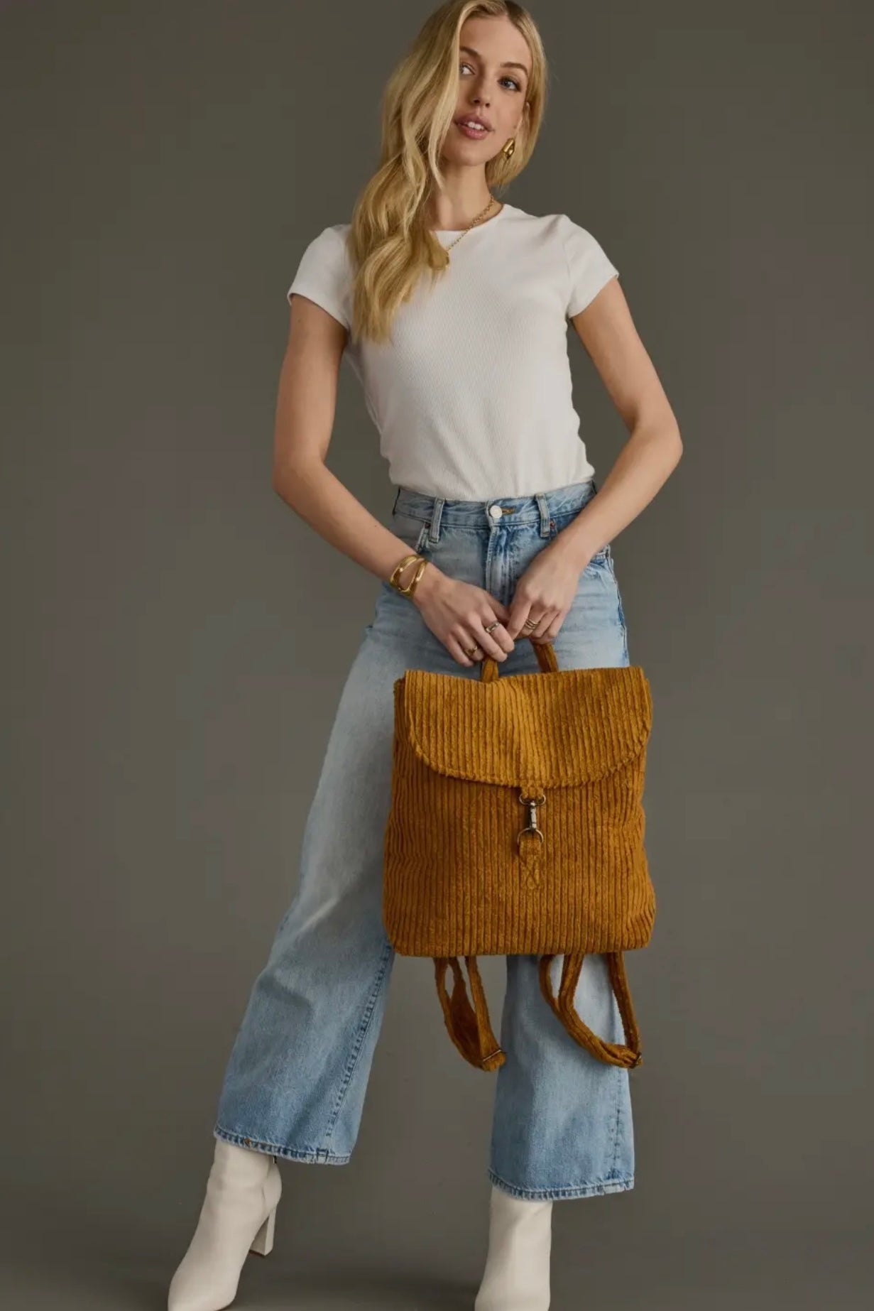 Mustard Corduroy Backpack