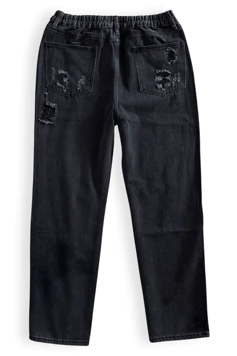 Distressed Black Denim