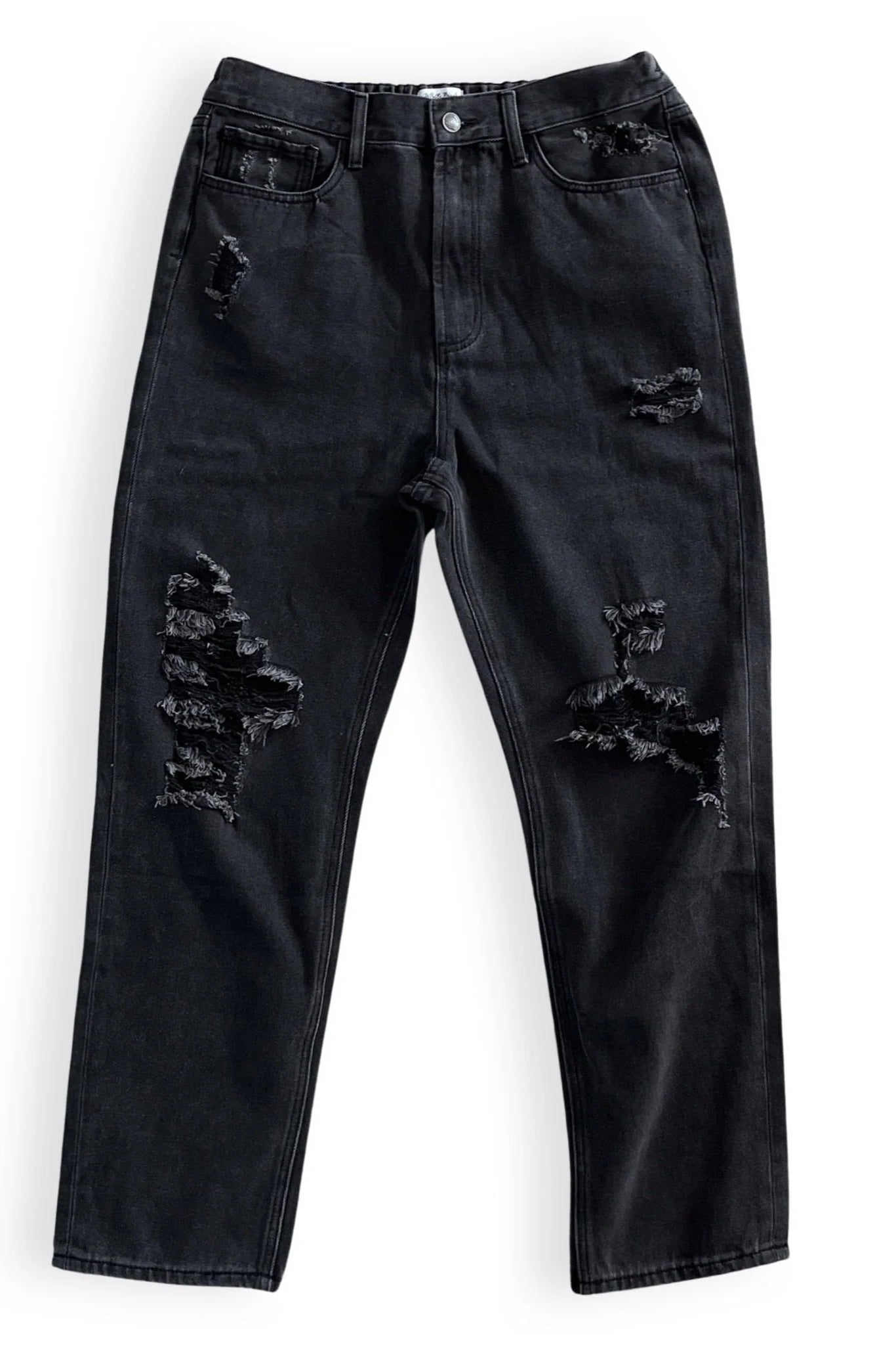 Distressed Black Denim
